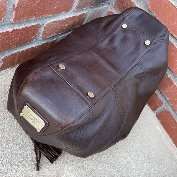 7 For All Mankind 🍂 Cow Hide Leather  Shoulder Hobo Bag in Brown | X-Large - Picture 8 of 14